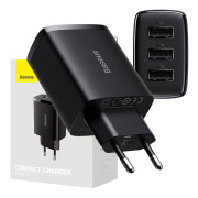 Caricabatterie rapido compatto Baseus CCXJ020101, 3x USB, 17W